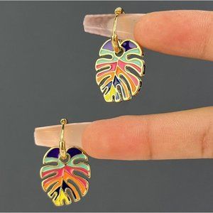 Multi Color Banana Leaf Resin Earrings